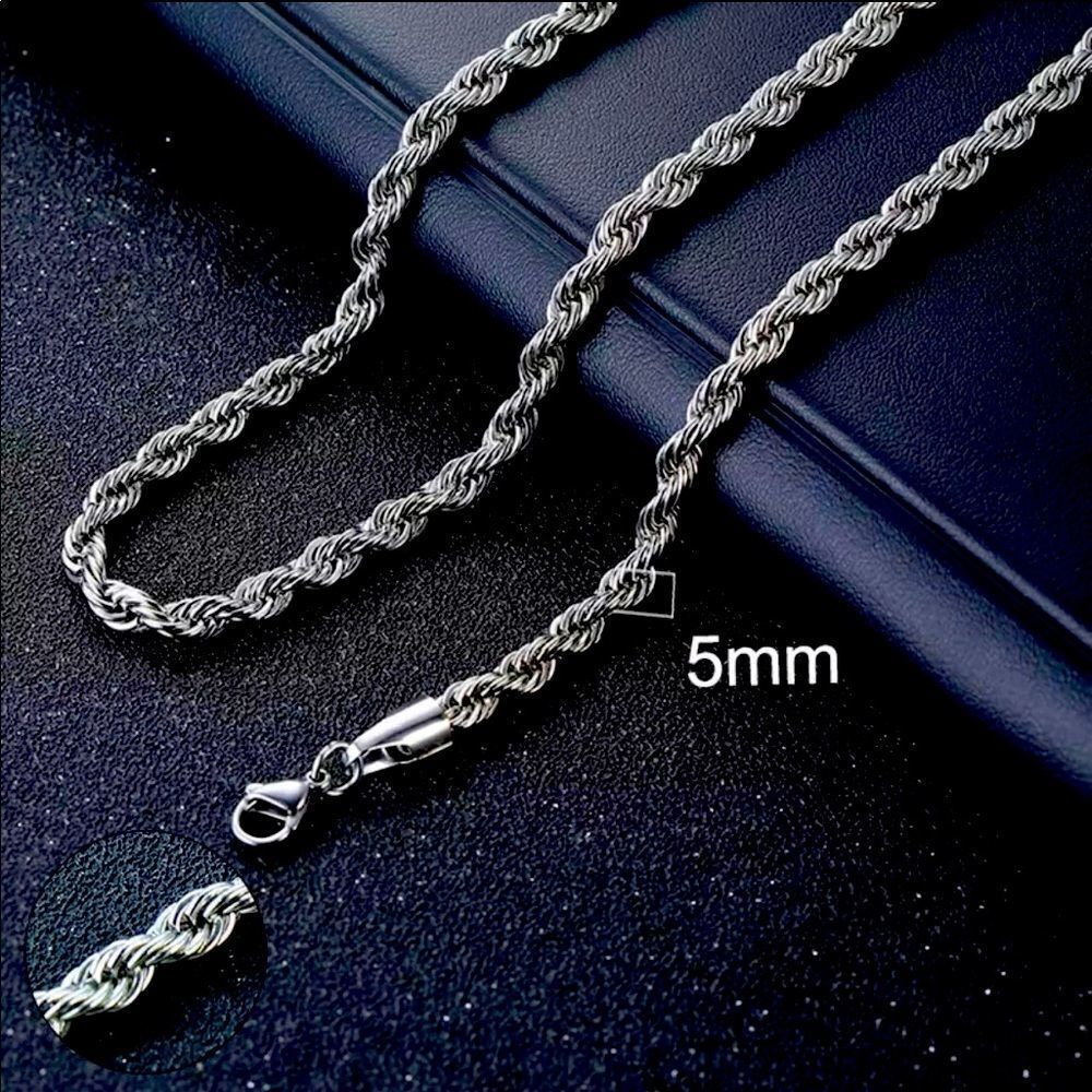 💗 Classic s 5mm Rope Silver Chain Necklace 22inch